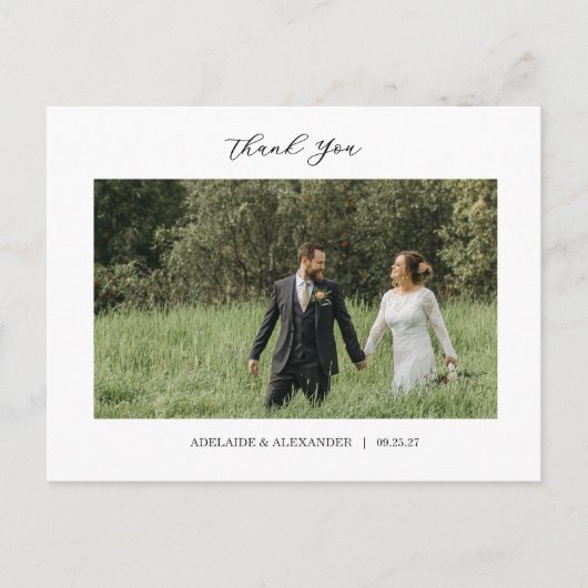 Carte Postale Modern Script Photo Wedding (Devant)