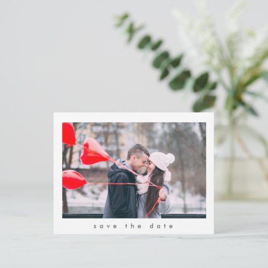 Carte Postale Modern Simple 2 Photo Mariage Enregistrer La Date (Debout devant)