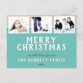 Carte Postale Modern Turquoise 3 Photo Collage Noël (Devant)