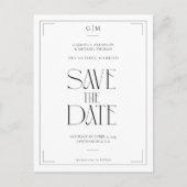 Carte Postale Modern Typography Black White Save The Date (Devant)