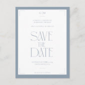 Carte Postale Modern Typography Dusty Blue Save The Date  (Devant)