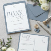 Carte Postale Modern Typography Dusty Blue Wedding Thank You