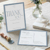 Carte Postale Modern Typography Dusty Blue Wedding Thank You