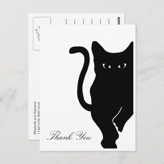 Carte Postale Modern Whimsical Black Cat Wedding (Devant / Derrière)
