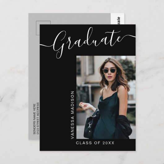 Carte Postale Moderne | 1 Élégant script photo (Devant / Derrière)