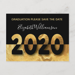 Carte Postale Moderne 2020 Graduation Enregistrer La Date Or