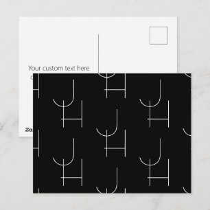 Carte Postale Moderne 2 Initiales Motif   Noir & Blanc
