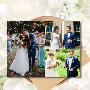 Carte Postale Moderne 3 Photo Collage Mariage Merci