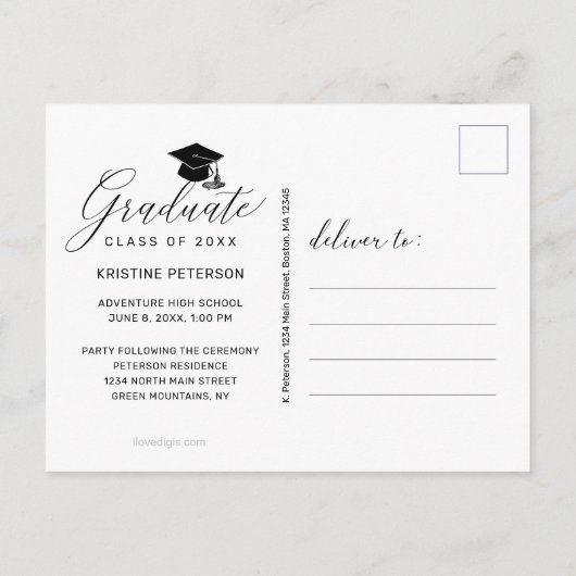 Carte Postale Moderne 3 Photo Collage noir Script Graduation (Dos)