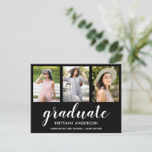 Carte Postale Moderne 3 Photo Graduation Party Invitation (Debout devant)