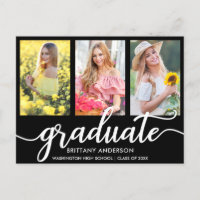 Moderne 3 Photo Graduation Party Invitation B