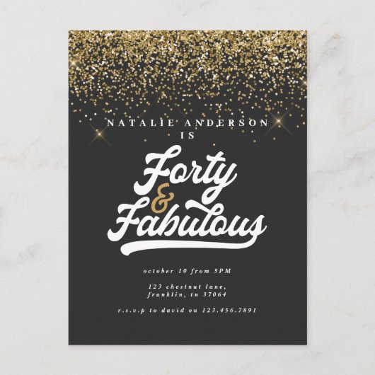 Carte Postale Moderne 40 et fabuleux anniversaire noir et or (Devant)