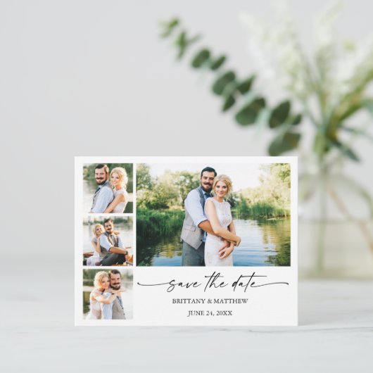 Carte Postale Moderne 4 Photos Stylo Encre Script Enregistrer La (Debout devant)