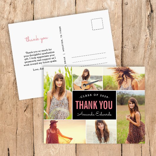 Carte Postale Moderne 6 photo Collage Merci de graduation