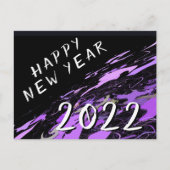 Carte Postale Moderne Abstrait Violet Noir Bonne Année 2022 (Devant)