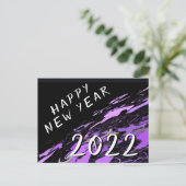 Carte Postale Moderne Abstrait Violet Noir Bonne Année 2022 (Debout devant)