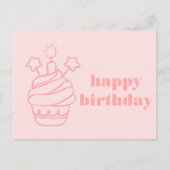 Carte Postale Moderne Anniversaire Fille Rose Pastel Gras (Devant)