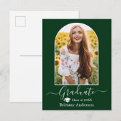 Carte Postale Moderne Arc Casquette Calligraphie Green Graduatio (Devant / Derrière)