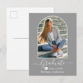 Carte Postale Moderne Arc Casquette Calligraphie Gris Graduation (Devant / Derrière)