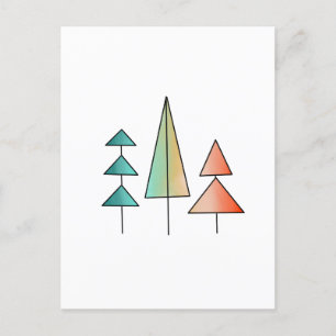 Carte Postale moderne arc-en-ciel arbres roses sarcelle simple m