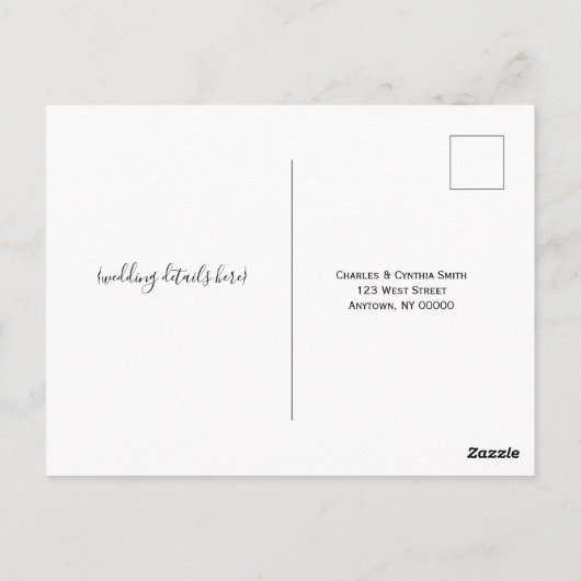 Carte postale moderne b&w mariage rsvp (Dos)