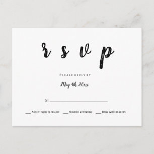 Carte postale moderne b&w mariage rsvp