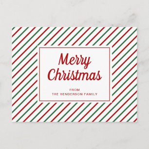 Carte Postale Moderne bandes rouges et vertes Joyeux Noël