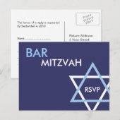 Carte postale moderne Bar Mitzvah RSVP (Devant / Derrière)