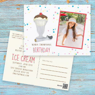 Carte postale moderne Birthday Photo Ice Cream Spr
