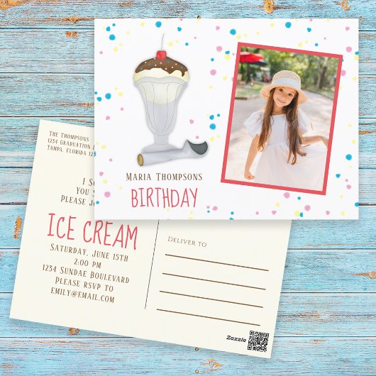 Carte postale moderne Birthday Photo Ice Cream Spr