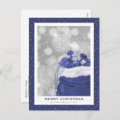 Carte postale moderne Blue Gold Christmas (Devant / Derrière)