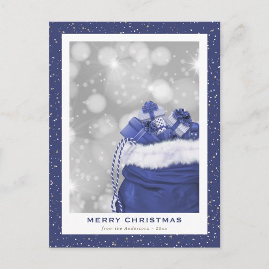 Carte postale moderne Blue Gold Christmas (Devant)