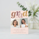 Carte Postale Moderne Boho Grad Typographie Blush Photo Graduati (Debout devant)