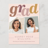 Carte Postale Moderne Boho Grad Typographie Blush Photo Graduati (Devant)