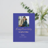 Carte Postale Moderne boho joyeux anniversaire ajouter nom bleu (Debout devant)