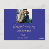 Carte Postale Moderne boho joyeux anniversaire ajouter nom bleu (Dos)