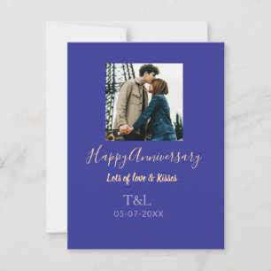 Carte Postale Moderne boho joyeux anniversaire ajouter nom bleu