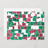 Carte Postale Moderne Bold Rouge et Vert Noël Mondrian (Devant / Derrière)