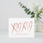 Carte postale moderne Brossé Rose Gold Valentine (Debout devant)