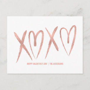 Carte postale moderne Brossé Rose Gold Valentine