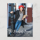 Carte Postale Moderne Brush Script Graduation Aventure commence (Devant)
