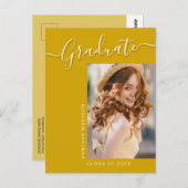 Carte Postale Moderne | Canary Yellow 1 Photo Élégant Script (Devant / Derrière)