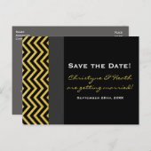 Carte postale moderne Chevron Black & Gold Save Da (Devant / Derrière)