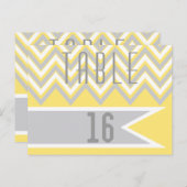 Carte Postale moderne chevron gris, jaune mariage numéro de tabl (Devant / Derrière)