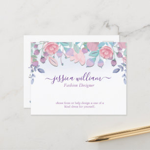 Carte Postale Moderne Chic Aquarelle Bleu Hydrangée Florale