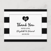 Carte Postale Moderne Chic Mariage noir et blanc Merci (Devant)