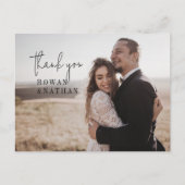 Carte Postale Moderne Chic noir blanc photo Mariage Merci (Devant)