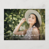 Carte Postale Moderne Coeurs Script Graduation Photo Merci (Devant)