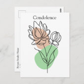 Carte Postale Moderne | Condoléances minimales | Fleur (Devant / Derrière)