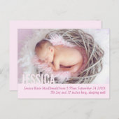 Carte postale moderne d'annonce de naissance de bé (Devant / Derrière)